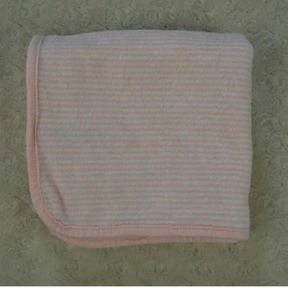 Carter's Pink White Stripes Baby Blanket Thin Terry Cloth Security Lovey - Picture 1 of 8